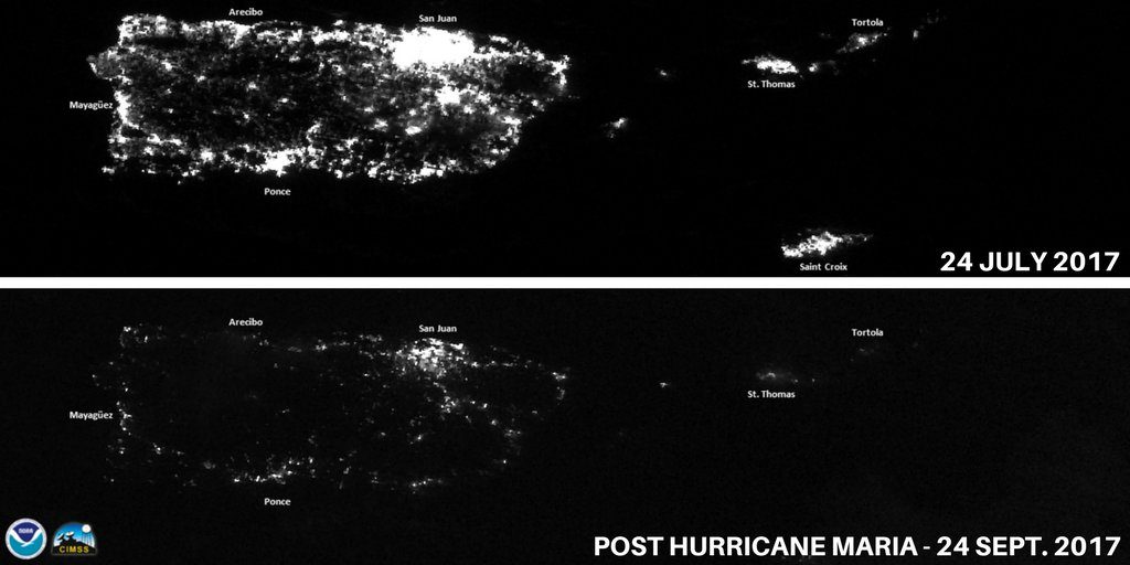 night satellite images of puerto rico